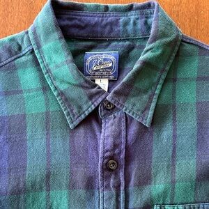 J.Crew Navy and Emerald Checkered Flannel Shirt
